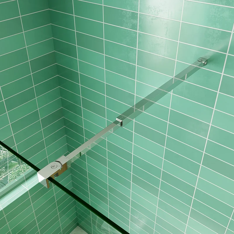 AICA paroi de douche 50-160cm avec un retour pivotant 50cm livré avec une barre de stabilisation extensible