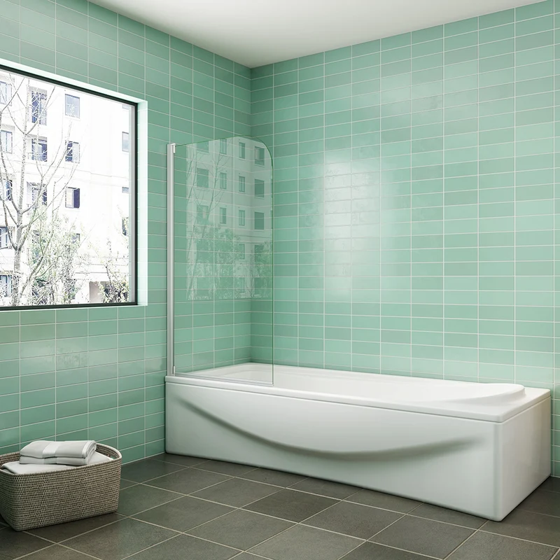 AICA pare-baignoire 70x130cm profilé blanc écran paroi pivotante