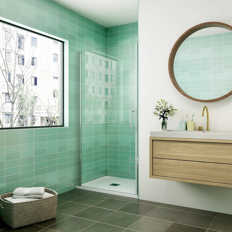 AICA porte de douche 70-100x180cm porte de douche pivotante en niche 6mm verre anticalcaire