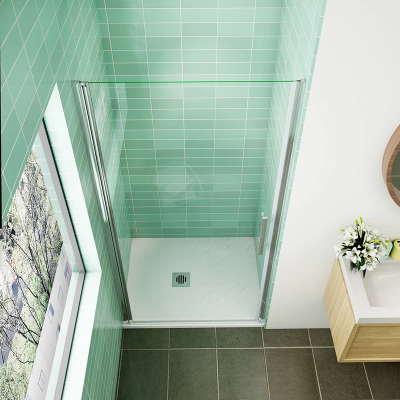 AICA porte de douche 70-100x180cm porte de douche pivotante en niche 6mm verre anticalcaire