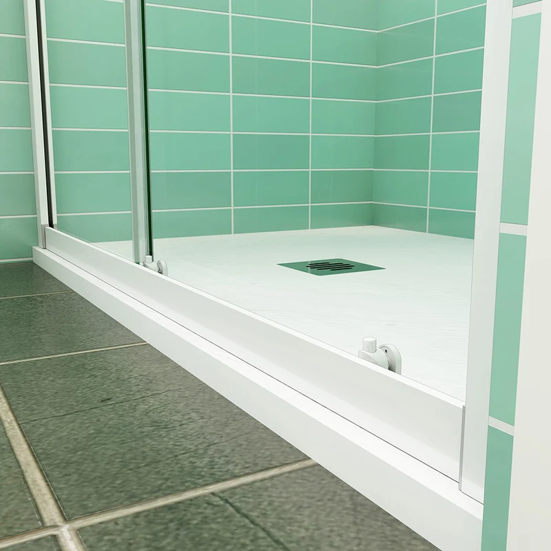 AICA porte de douche coulissante 100/120/140x190cm profilé blanc installation en niche