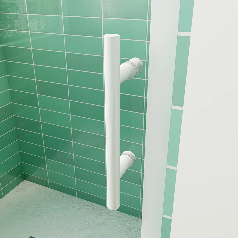 AICA porte de douche coulissante 100/120/140x190cm profilé blanc installation en niche