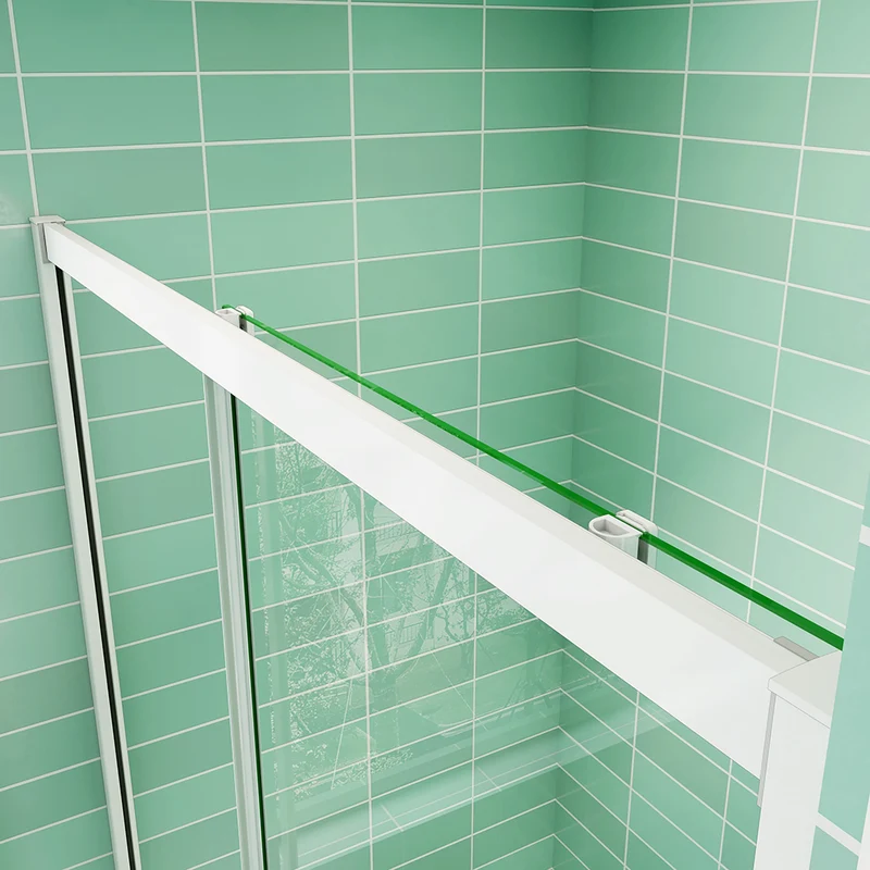 AICA porte de douche coulissante 100/120/140x190cm profilé blanc installation en niche