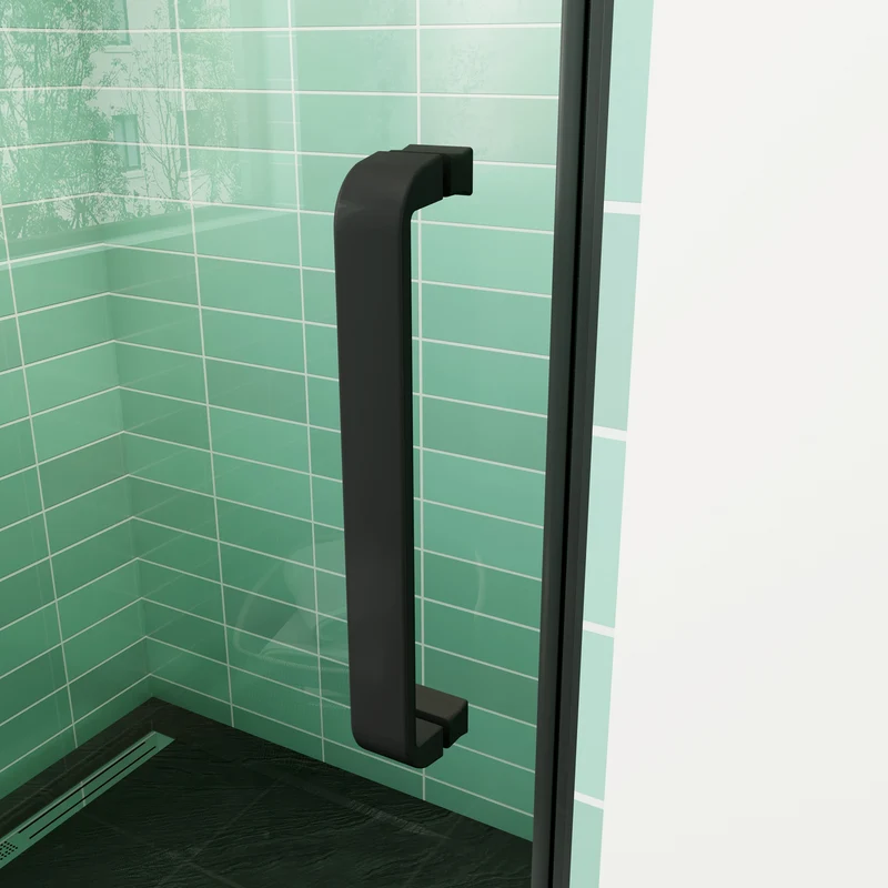 AICA porte de douche pivotante profilé noir 8mm verre anticalcaire installation en niche