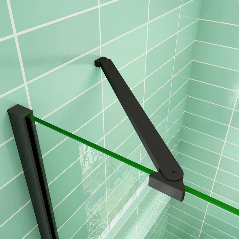 AICA porte de douche pivotante profilé noir 8mm verre anticalcaire installation en niche