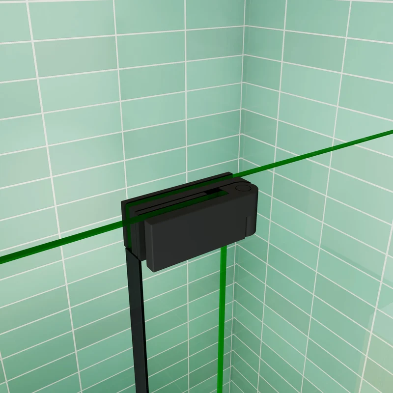 AICA porte de douche pivotante profilé noir 8mm verre anticalcaire installation en niche