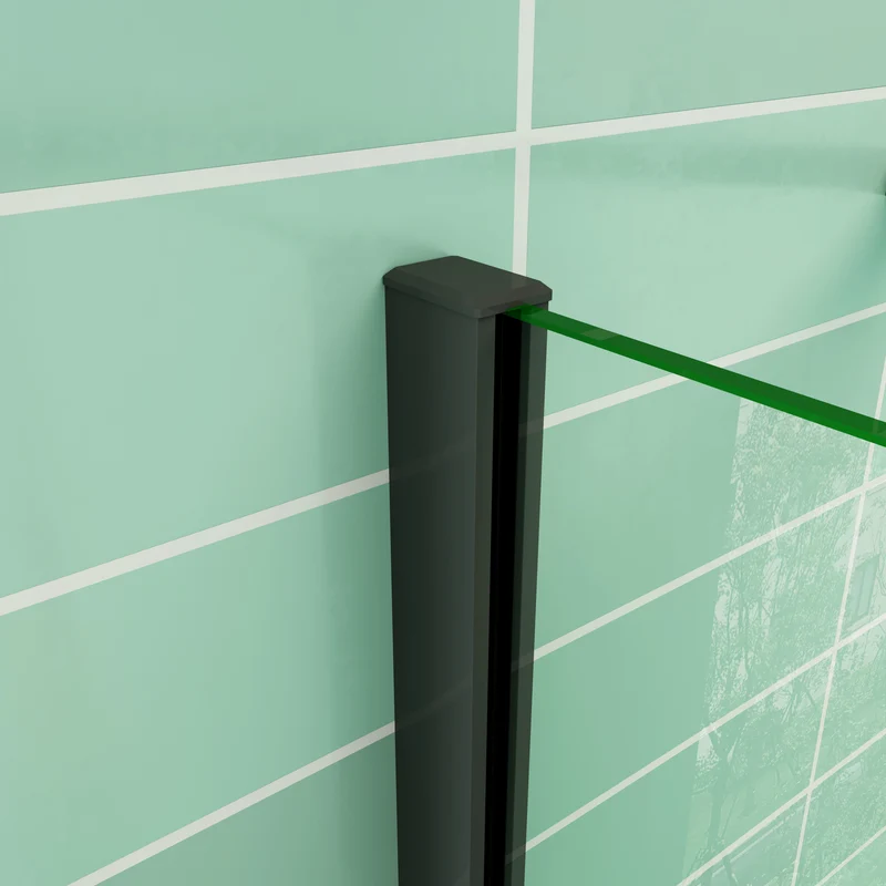 AICA porte de douche pivotante profilé noir 8mm verre anticalcaire installation en niche