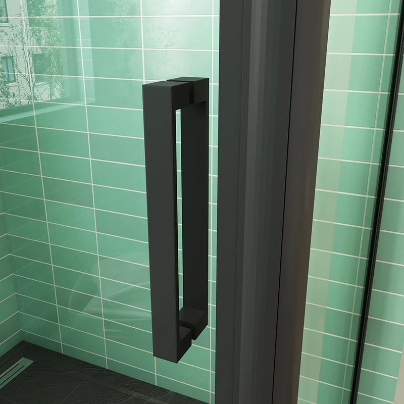 AICA cabine de douche porte de douche avec l'amortisseur cabine de douche en 8mm verre anticalcaire profilé noir mat
