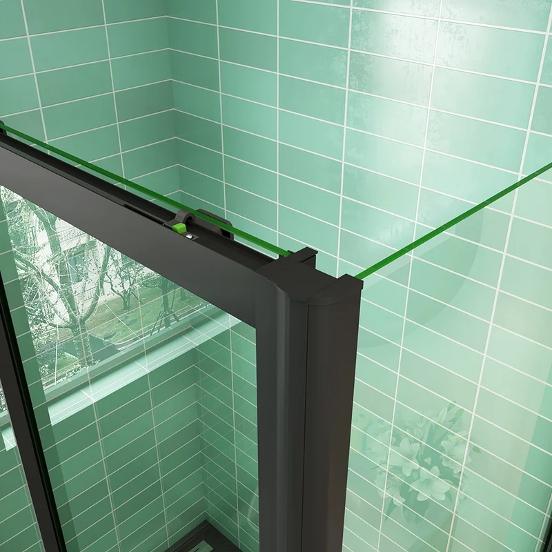 AICA cabine de douche porte de douche avec l'amortisseur cabine de douche en 8mm verre anticalcaire profilé noir mat