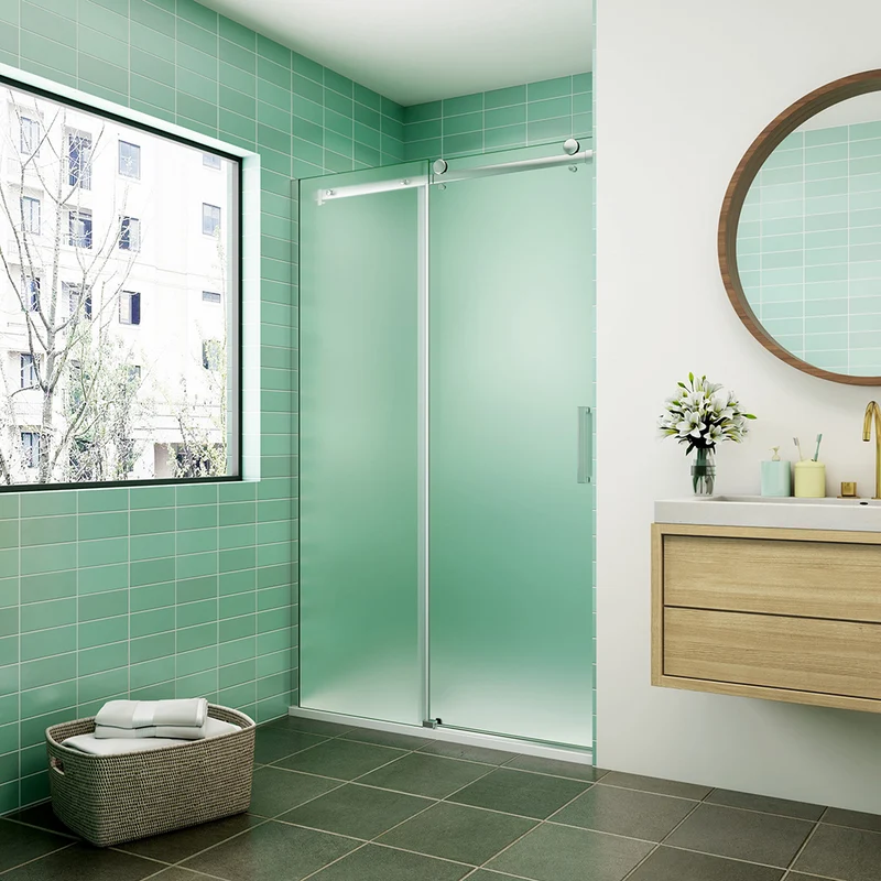 AICA porte de douche coulissante verre sablé installer à gauche o Droite en verre anticalcaire