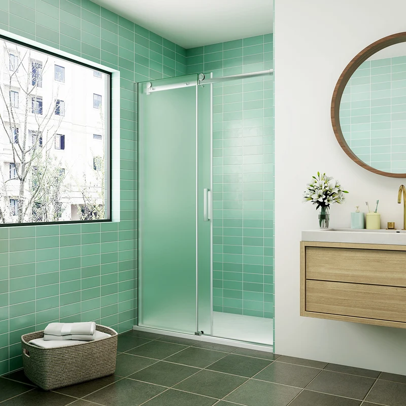 AICA porte de douche coulissante verre sablé installer à gauche o Droite en verre anticalcaire