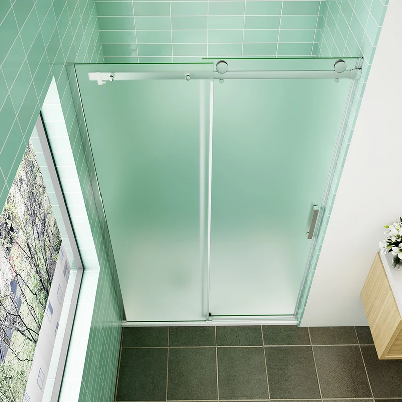 AICA porte de douche coulissante verre sablé installer à gauche o Droite en verre anticalcaire