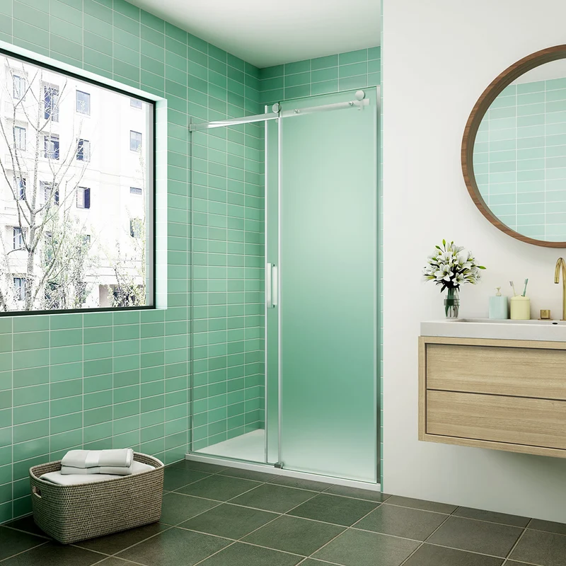 AICA porte de douche coulissante verre sablé installer à gauche o Droite en verre anticalcaire