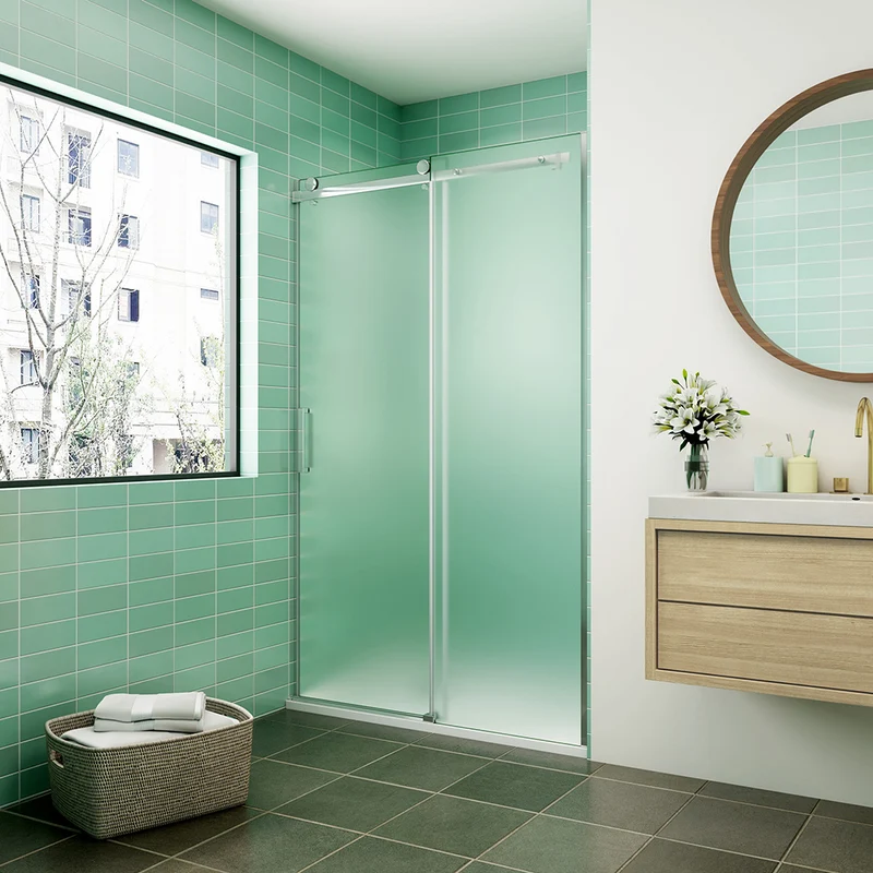 AICA porte de douche coulissante verre sablé installer à gauche o Droite en verre anticalcaire