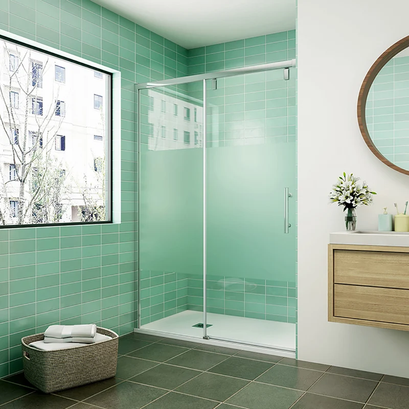 AICA porte de douche coulissante 120 / 140 160 x190cm verre sablé au centre avec l'amortisseur porte coulissante
