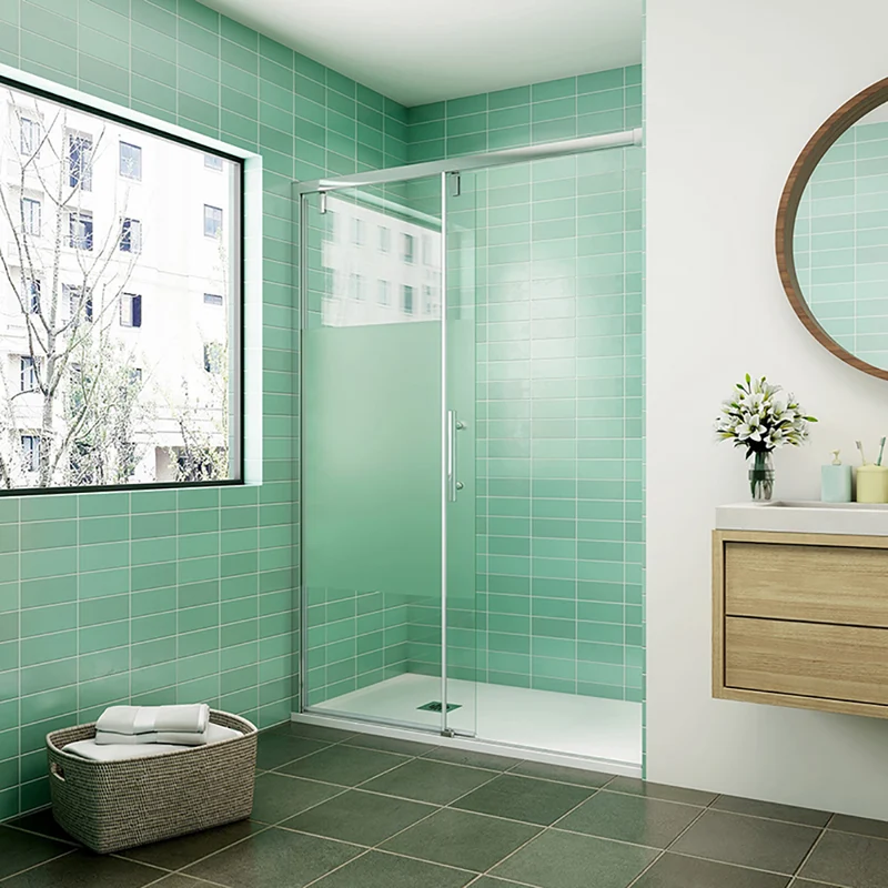 AICA porte de douche coulissante 120 / 140 160 x190cm verre sablé au centre avec l'amortisseur porte coulissante