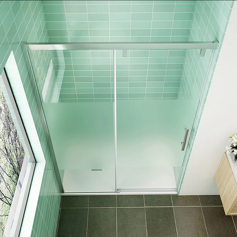 AICA porte de douche coulissante 120 / 140 160 x190cm verre sablé au centre avec l'amortisseur porte coulissante