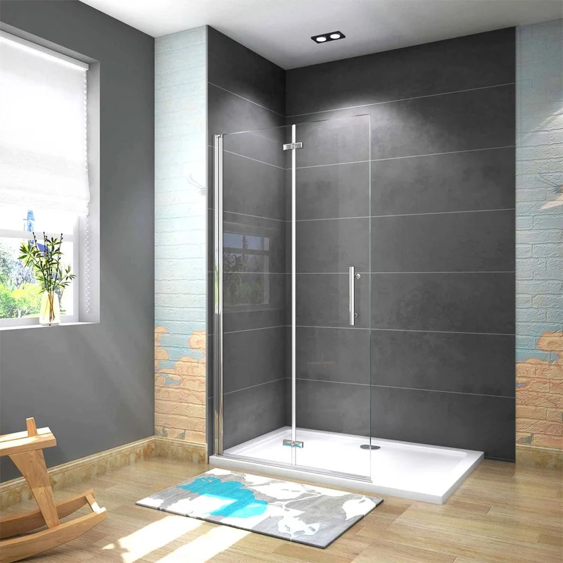 Aica paroi de douche pliante 65-115x185/195cm en 6mm verre anticalcaire paroi pivotante et pliante
