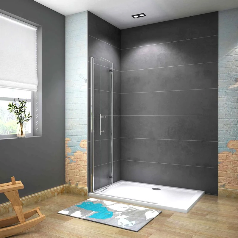 Aica paroi de douche pliante 65-115x185/195cm en 6mm verre anticalcaire paroi pivotante et pliante