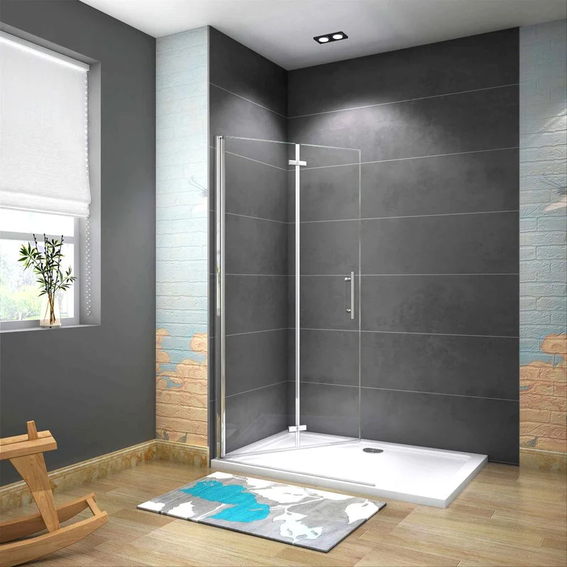 Aica paroi de douche pliante 65-115x185/195cm en 6mm verre anticalcaire paroi pivotante et pliante