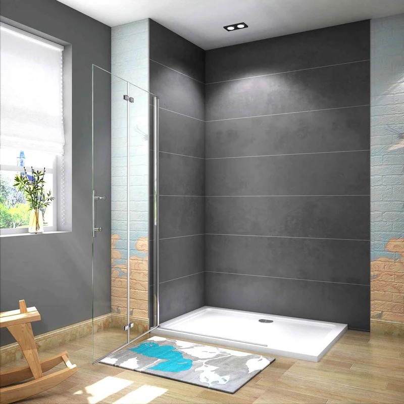Aica paroi de douche pliante 65-115x185/195cm en 6mm verre anticalcaire paroi pivotante et pliante