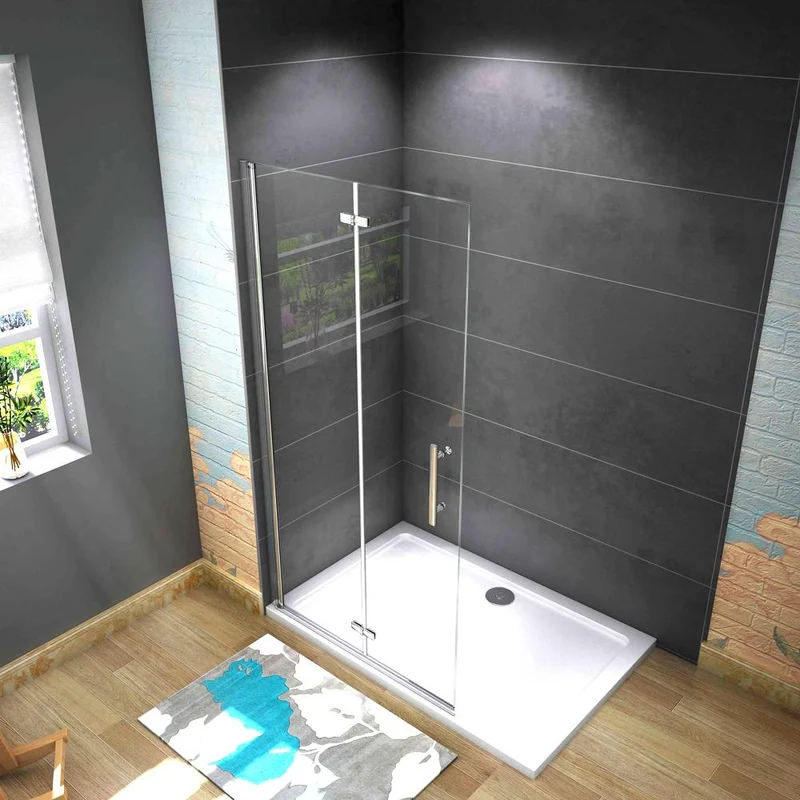 Aica paroi de douche pliante 65-115x185/195cm en 6mm verre anticalcaire paroi pivotante et pliante