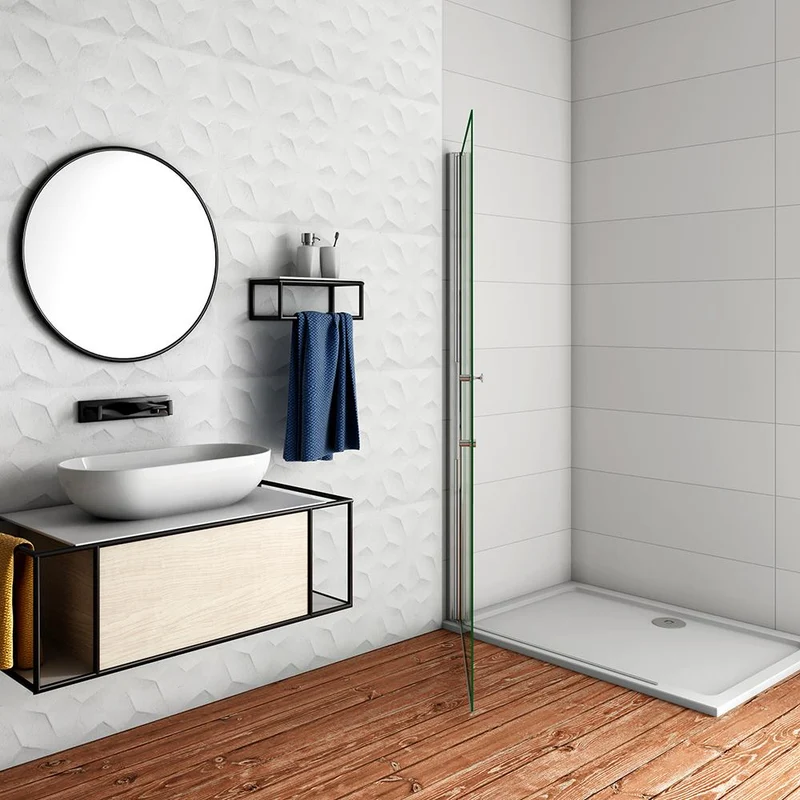 Aica paroi de douche pivotante 66-96cm en 6mm verre anticalcaire