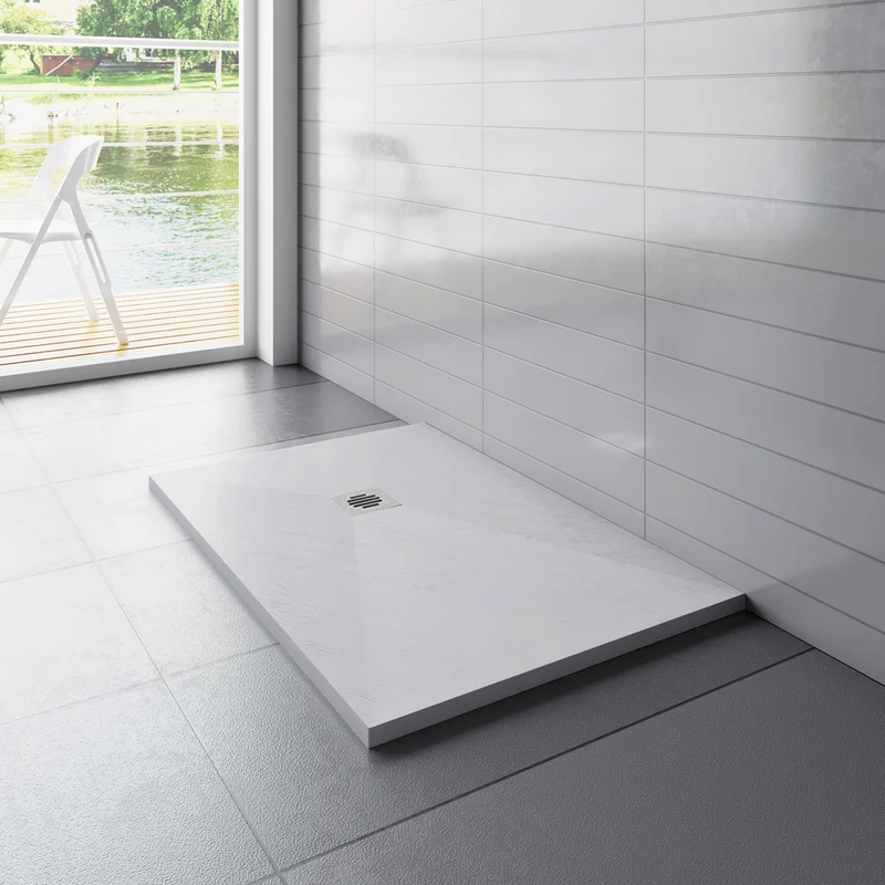 Aica receveur de douche carré / rectangulaire Extra plat Blanc antidérapant avec une grille en ABS