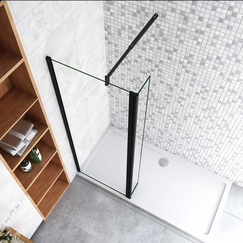 Aica paroi de douche à l'italienne 50-160cm avec un retour pivotant 30/40cm 8mm verre anticalcaire et une barre de stabilisation extensible 70-120cm