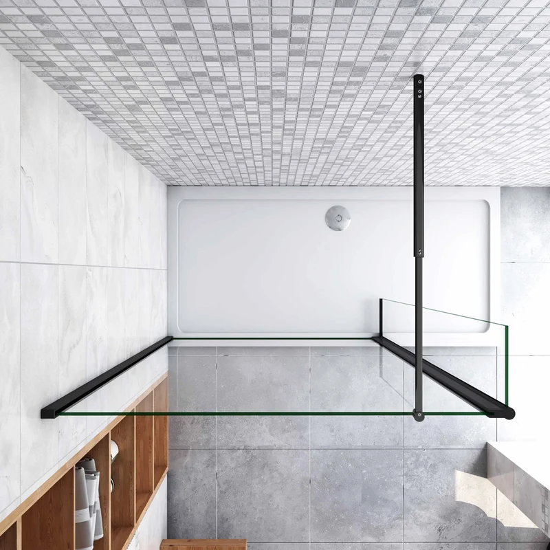 Aica paroi de douche à l'italienne 50-160cm avec un retour pivotant 30/40cm 8mm verre anticalcaire et une barre de stabilisation extensible 70-120cm