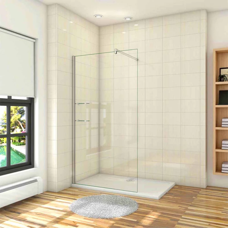 AICA paroi de douche 70-140x190cm paroi de douche à l'italienne avec une barre de stabilisation 140cm