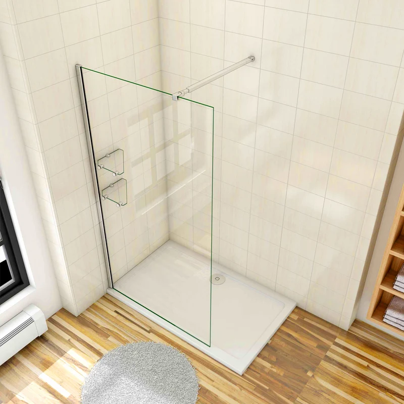 AICA paroi de douche 70-140x190cm paroi de douche à l'italienne avec une barre de stabilisation extensible