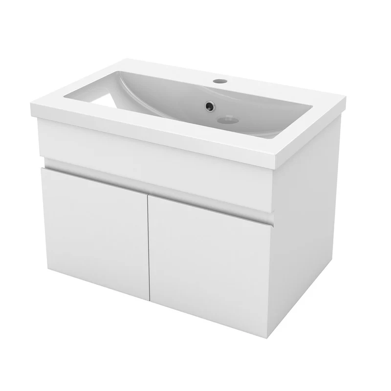 Meuble de salle de bain, Meuble de rangement avec lavabo, Meuble sous vasque suspendu, 59cm