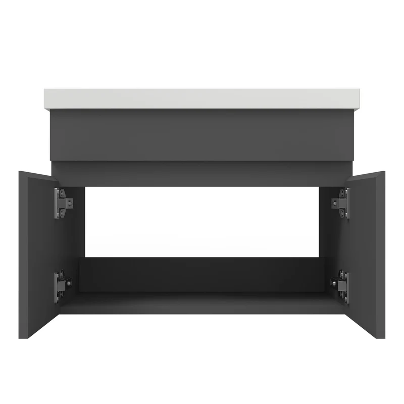Meuble de salle de bain, Meuble de rangement avec lavabo, Meuble sous vasque suspendu, 59cm