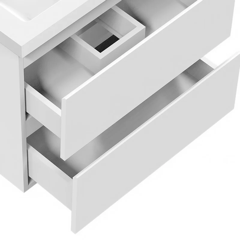 Meuble de salle de bain, Meuble de rangement avec lavabo, Meuble sous vasque suspendu, Blanc/Anthracite/Bois clair 50cm