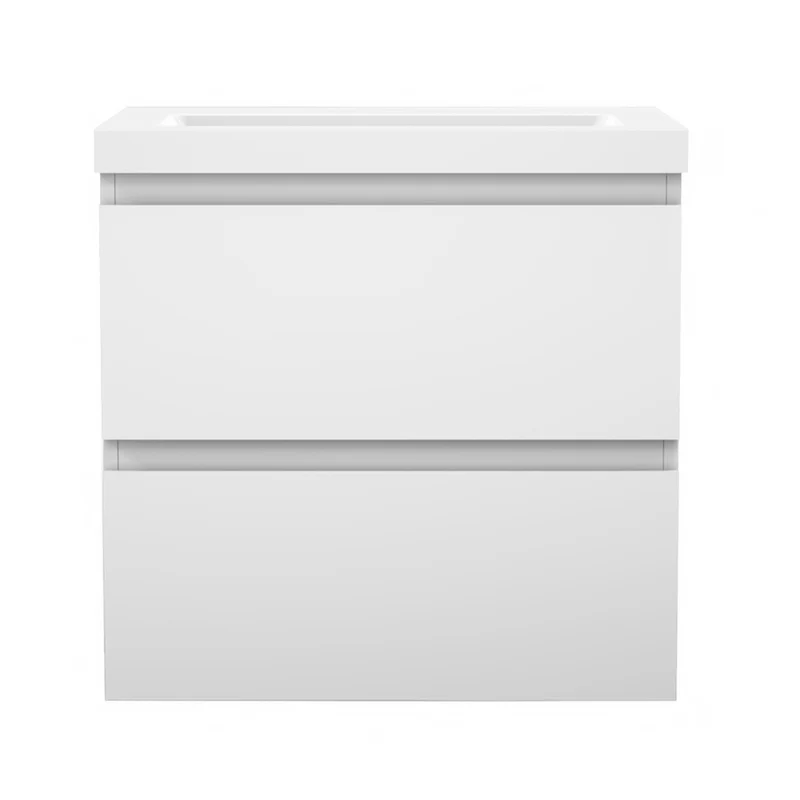 Meuble de salle de bain, Meuble de rangement avec lavabo, Meuble sous vasque suspendu, Blanc/Anthracite/Bois clair 50cm