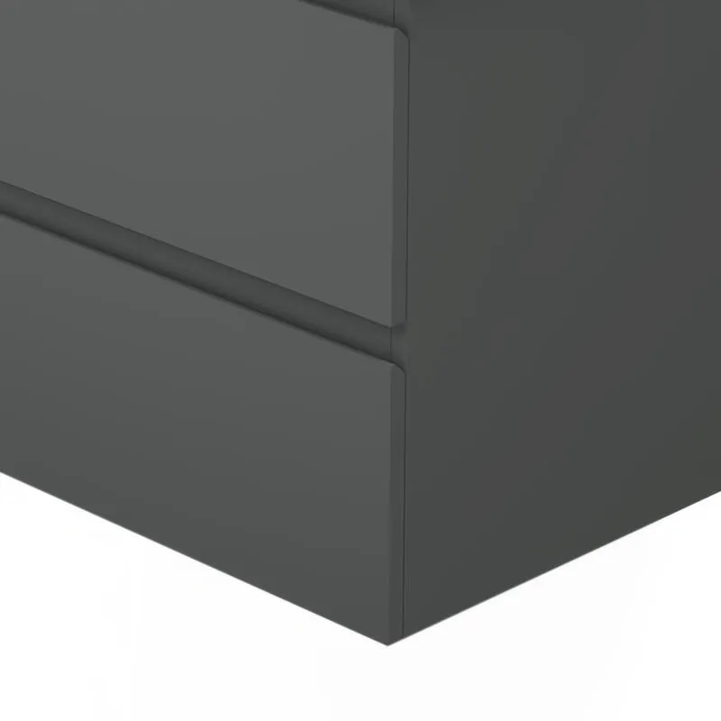 Meuble de salle de bain, Meuble de rangement avec lavabo, Meuble sous vasque suspendu, Blanc/Anthracite/Bois clair 50cm