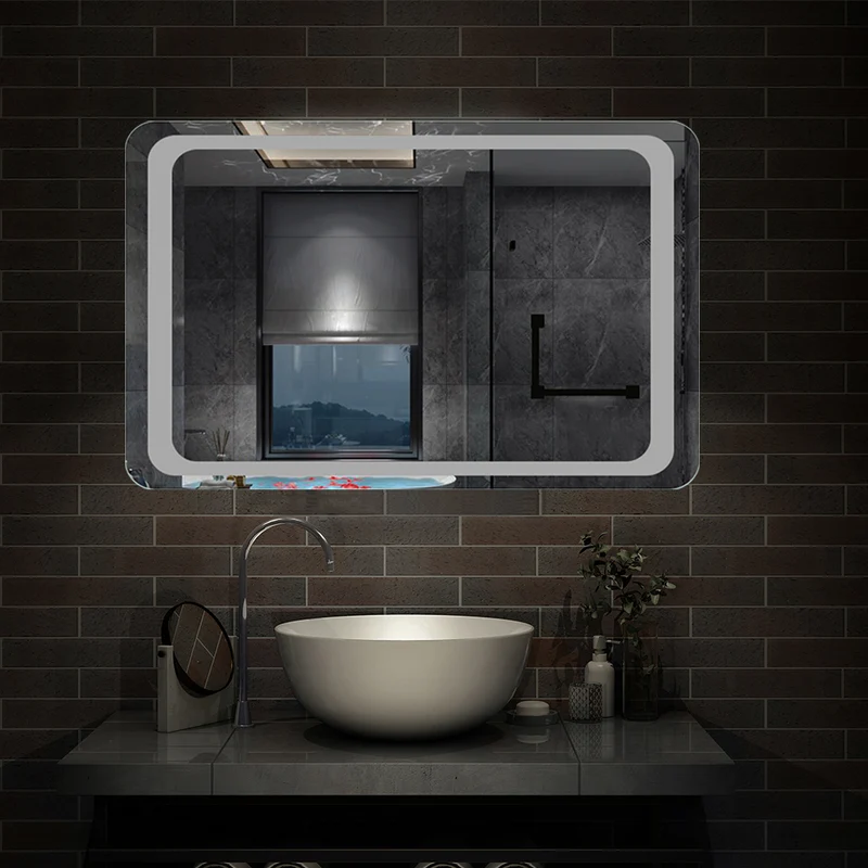 Miroir pour salle de bain, illumination LED, éclairage intégré, avec fonction anti-buée/interrupteur infrarouge 80cm 90cm 100cm