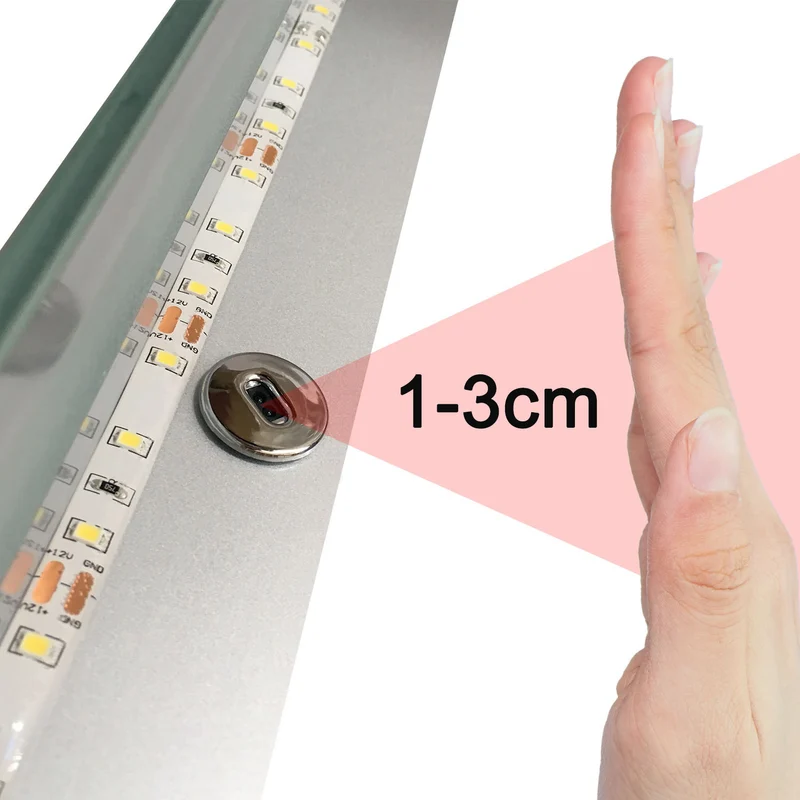 Miroir pour salle de bain, illumination LED, éclairage intégré, avec fonction anti-buée/interrupteur infrarouge 80cm 90cm 100cm