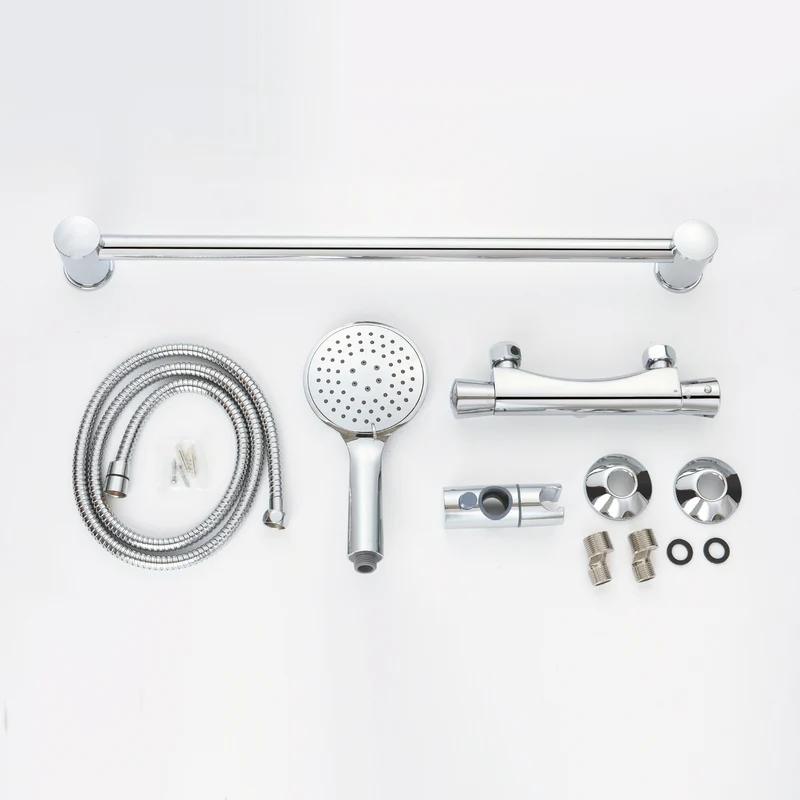 Mitigeur De Douche Thermostatique Ensemble Rond Valve Exposée Salle De Bains Moderne Chrome