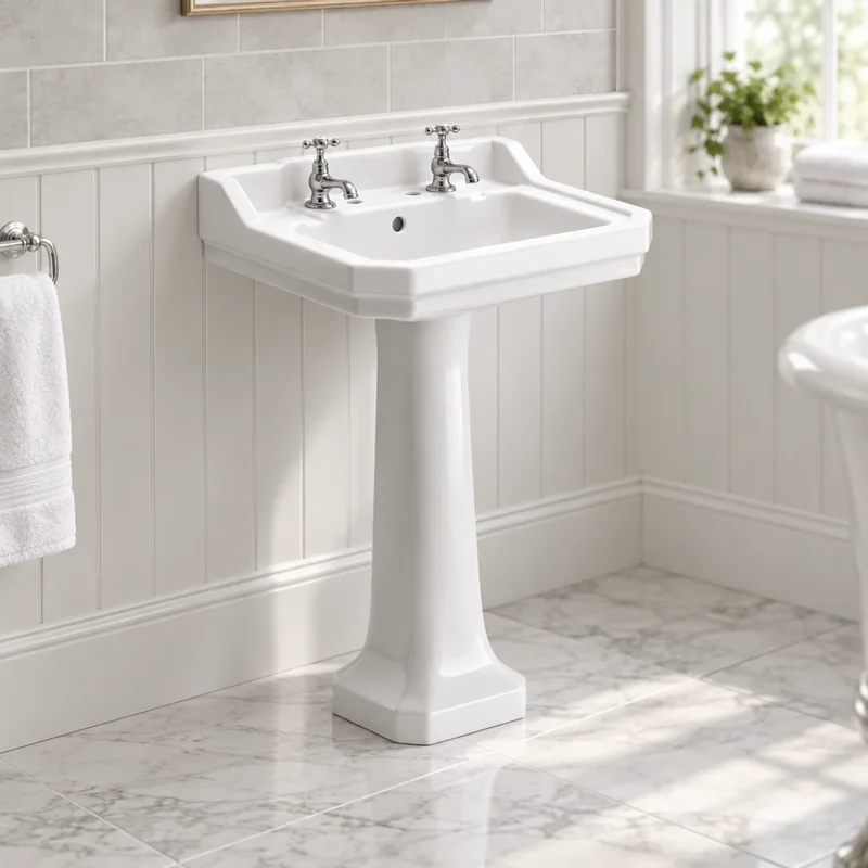 Moods Sherbourne 2 Tap Hole Basin & Full Pedestal