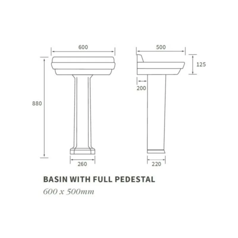 Moods Sherbourne 2 Tap Hole Basin & Full Pedestal