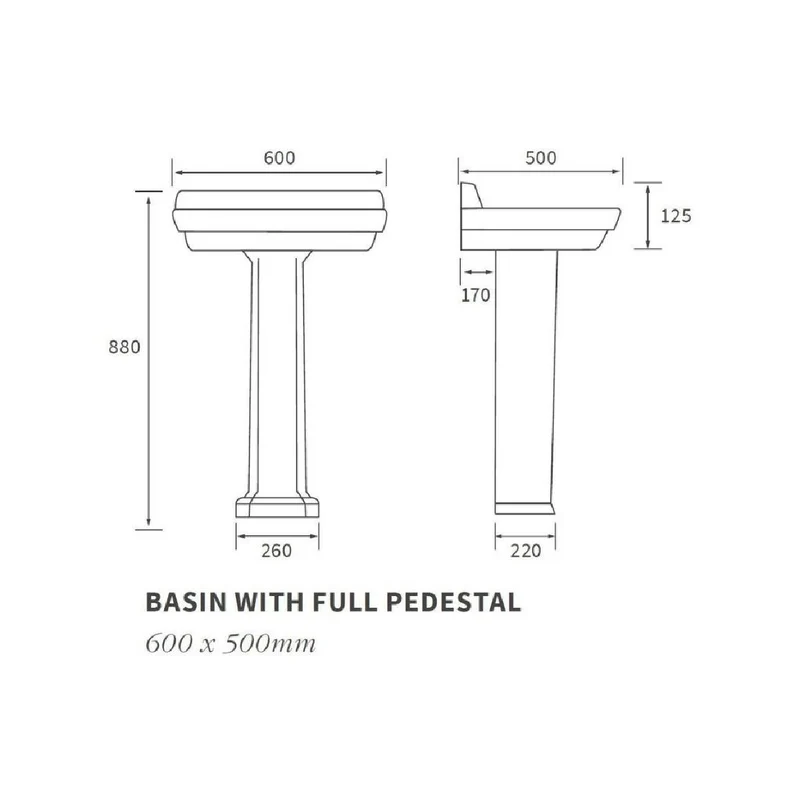 Moods Bathrooms to Love Sherbourne 1 Tap Hole Basin & Full Pedestal