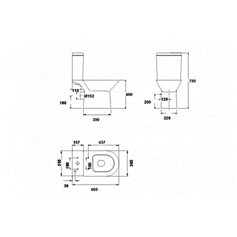 Roca Aris Rimless Close Coupled Toilet & Soft Close Seat