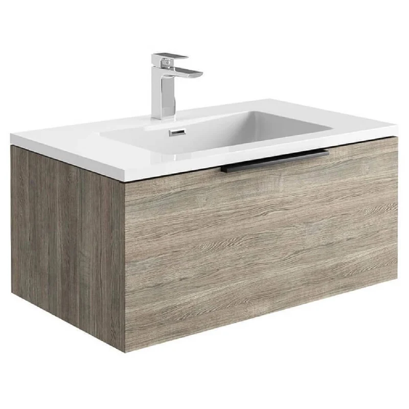 Ambience 800mm Wall Hung Vanity Unit & Basin - Grey Oak
