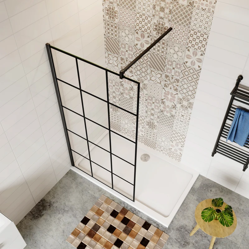 AICA paroi de douche 80-140x200cm paroi de douche à l'italienne en 8mm verre anticalcaire verre coloré