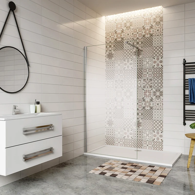 Aica paroi de douche 80-120 x200cm paroi de douche à l'italienne avec barre de fixation extensible modèle Brume