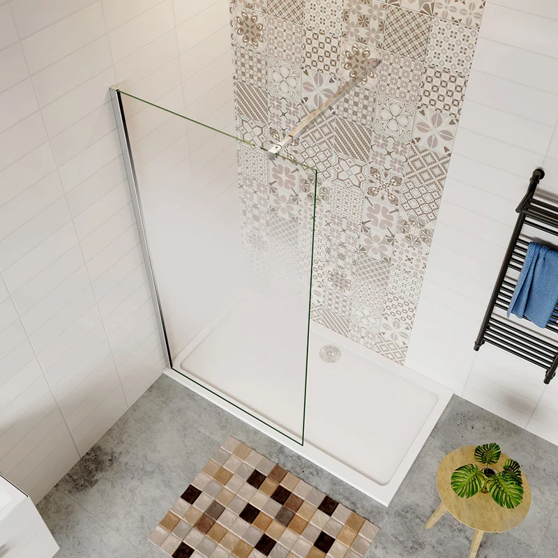 Aica paroi de douche 80-120 x200cm paroi de douche à l'italienne avec barre de fixation extensible modèle Brume
