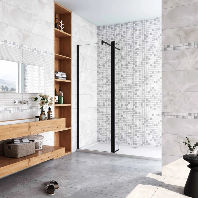 paroi de douche 50-160cm paroi de douche à l'italienne avec un retour pivotant 30/40cm en 8mm verre anticalcaire avec une barre de stabilisation 90cm