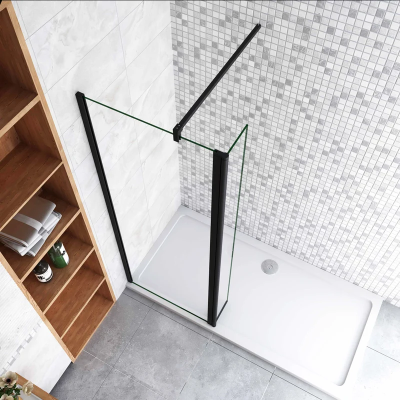 paroi de douche 50-160cm paroi de douche à l'italienne avec un retour pivotant 30/40cm en 8mm verre anticalcaire avec une barre de stabilisation 90cm
